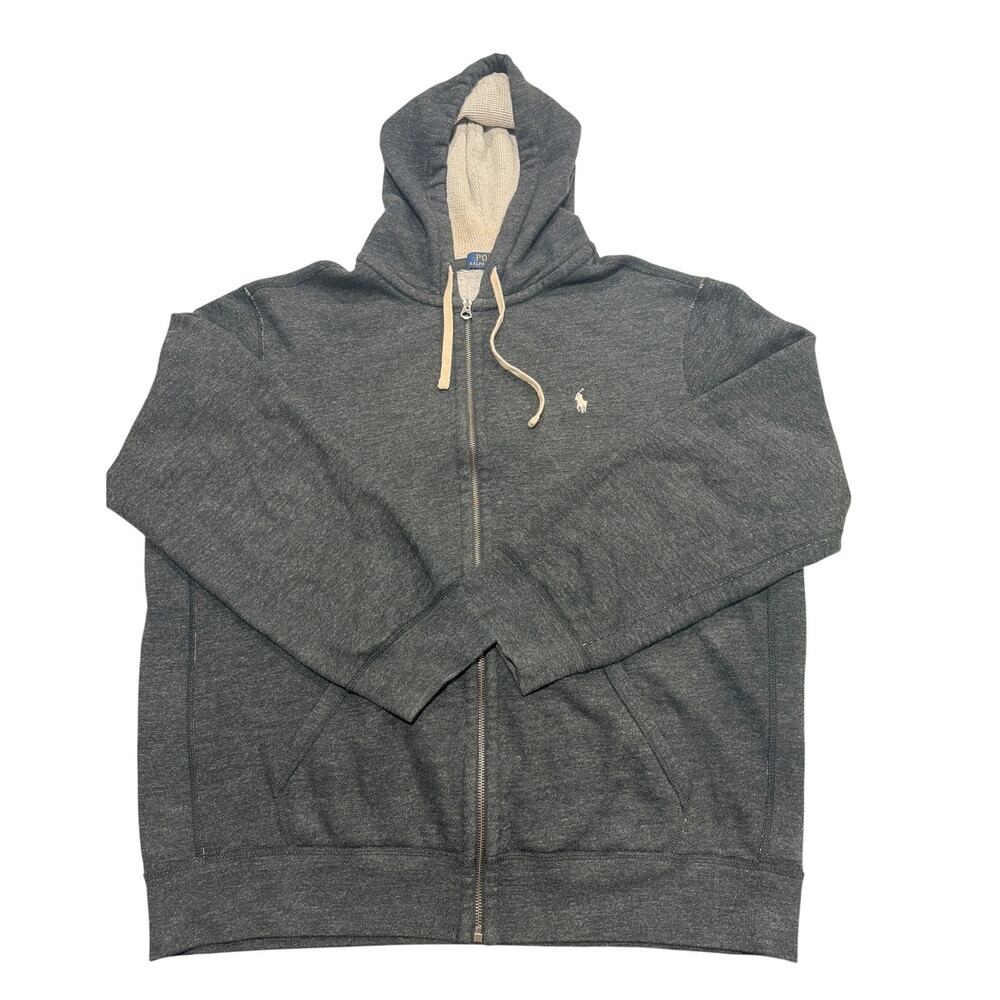 Polo Ralph Lauren Men's Size XXL TTG Gray Hooded Sweatshirt White Polo Casual